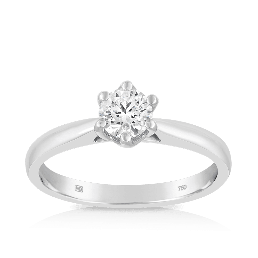 0.50ct Diamond Solitaire Engagement Ring in 18ct White Gold
