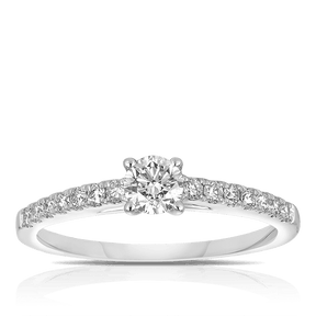 0.50ct TW Diamond Solitaire Engagement Ring in 9ct White Gold - Wallace Bishop