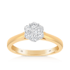 0.50ct TW Round Brilliant Cut Diamond Cluster Engagement Ring in 9ct Yellow Gold