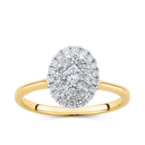 0.50ct TW Diamond Oval Halo Engagement Ring in 9ct Yellow and White Gold