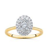 0.518ct TW Diamond Oval Halo Engagement Ring in 9ct Yellow and White Gold - Wallace Bishop