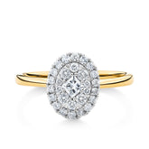 0.518ct TW Diamond Oval Halo Engagement Ring in 9ct Yellow and White Gold - Wallace Bishop