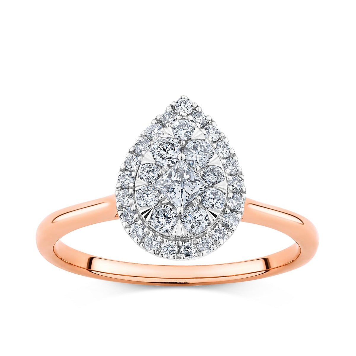 Rose gold pear shaped engagement ring discount