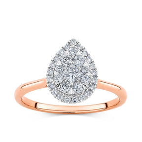 0.521ct TW Diamond Pear Halo Engagement Ring in 9ct Rose and White Gold - Wallace Bishop