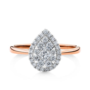 0.521ct TW Diamond Pear Halo Engagement Ring in 9ct Rose and White Gold - Wallace Bishop