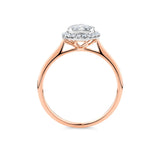 0.50ct TW Diamond Pear Halo Engagement Ring in 9ct Rose and White Gold