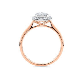0.521ct TW Diamond Pear Halo Engagement Ring in 9ct Rose and White Gold - Wallace Bishop