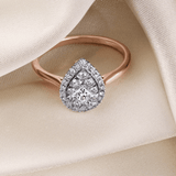0.50ct TW Diamond Pear Halo Engagement Ring in 9ct Rose and White Gold