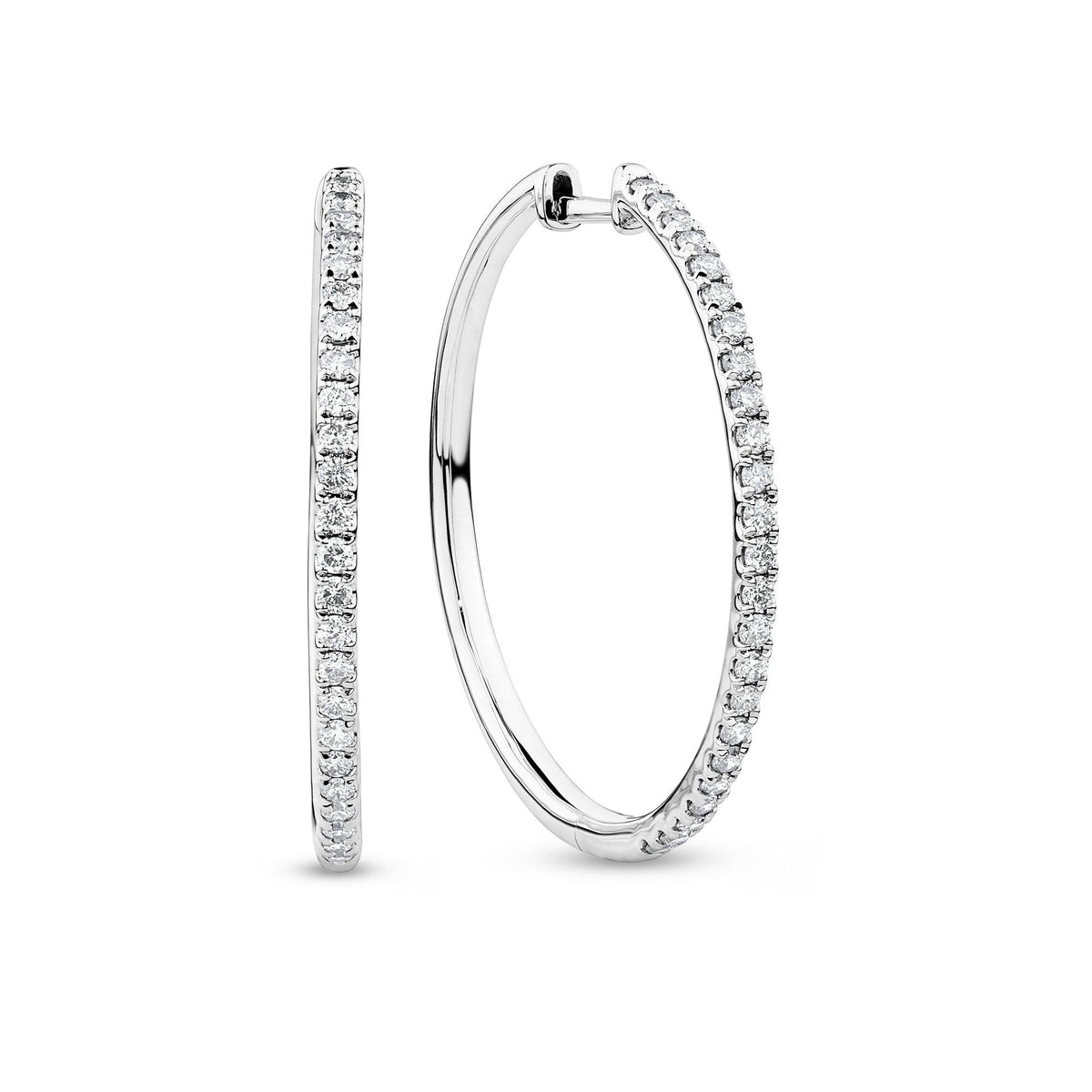 0.528ct TW Diamond Hoop Earrings in 9ct White Gold - Wallace Bishop
