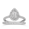 0.60ct TW Diamond Double Halo Pear Engagement & Bridal Set in 9ct White Gold