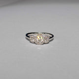 0.63ct TW Diamond Three Stone Halo Engagement Ring set in 9ct White Gold