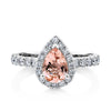 Bluebird™ Morganite & Diamond Pear Halo Ring in 9ct White Gold