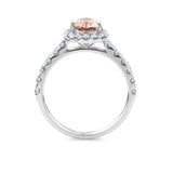 Bluebird™ Morganite & Diamond Pear Halo Ring in 9ct White Gold