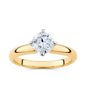 0.70ct TDW Diamond Solitaire Engagement Ring in 18ct Yellow and White Gold - Wallace Bishop