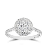 0.75ct TW Diamond Cluster Double Halo Round Engagement Ring in 9ct White Gold