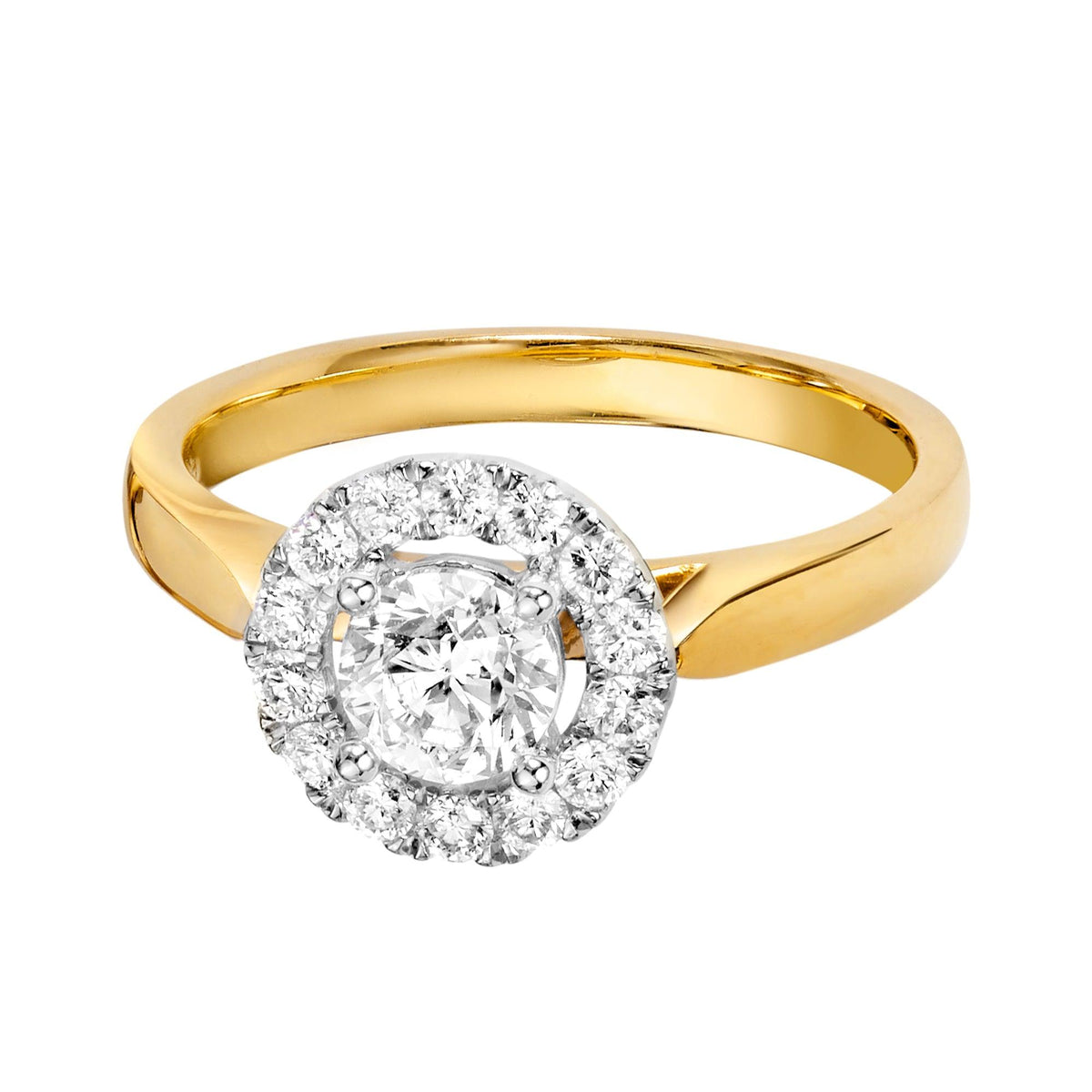 0.75ct TW Diamond Halo Engagement Ring in 18ct Yellow Gold - Wallace Bishop