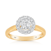 0.75ct TW Diamond Halo Engagement Ring in 18ct Yellow Gold - Wallace Bishop