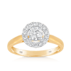 0.75ct TW Diamond Halo Engagement Ring in 18ct Yellow Gold - Wallace Bishop