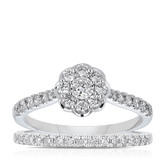 0.75ct TW Diamond Halo Engagement Ring in 9ct White Gold - Wallace Bishop