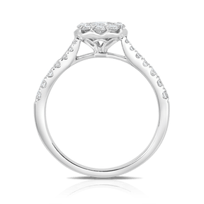 0.75ct TW Diamond Halo Engagement Ring in 9ct White Gold - Wallace Bishop