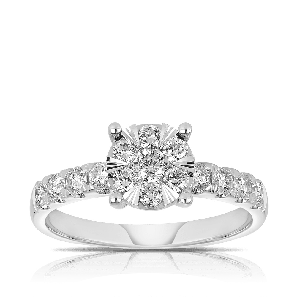 0.75ct TW Diamond Round Engagement Ring in 9ct White Gold - Wallace Bishop