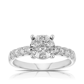 0.75ct TW Diamond Round Engagement Ring in 9ct White Gold - Wallace Bishop