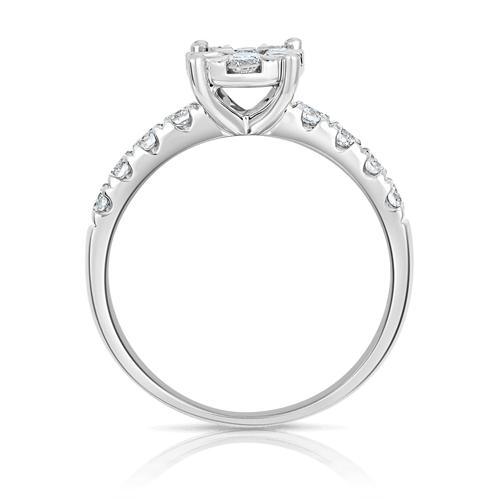 0.75ct TW Diamond Round Engagement Ring in 9ct White Gold - Wallace Bishop