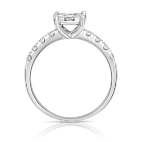 0.75ct TW Diamond Round Engagement Ring in 9ct White Gold - Wallace Bishop