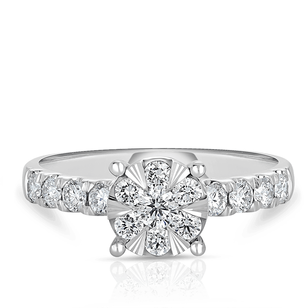 0.75ct TW Diamond Round Engagement Ring in 9ct White Gold - Wallace Bishop