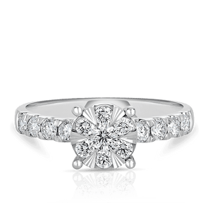 0.75ct TW Diamond Round Engagement Ring in 9ct White Gold - Wallace Bishop