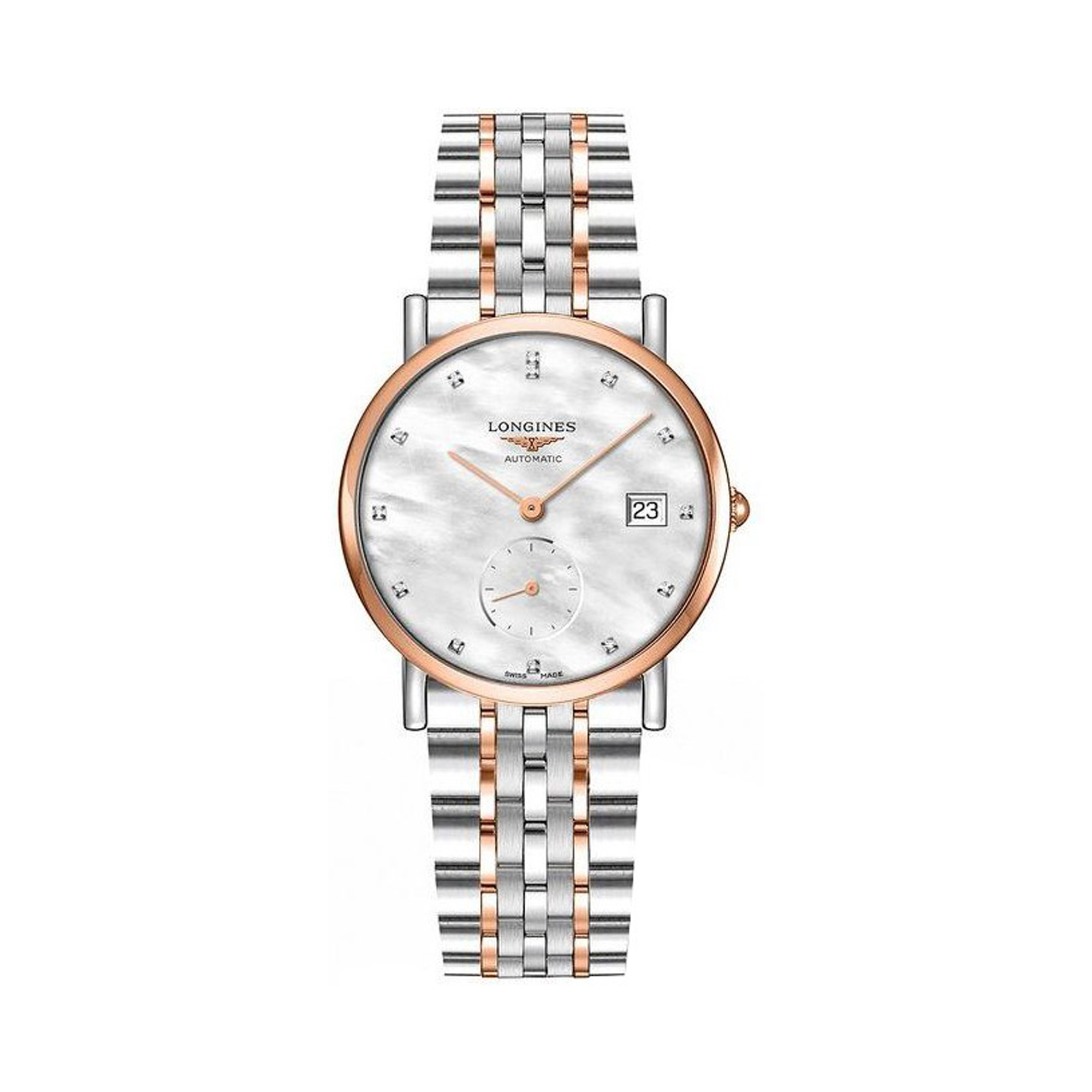 Longines Elegant Women's 34.50mm Stainless Steel and 18ct Rose Gold Automatic Watch L4.312.5.87.7