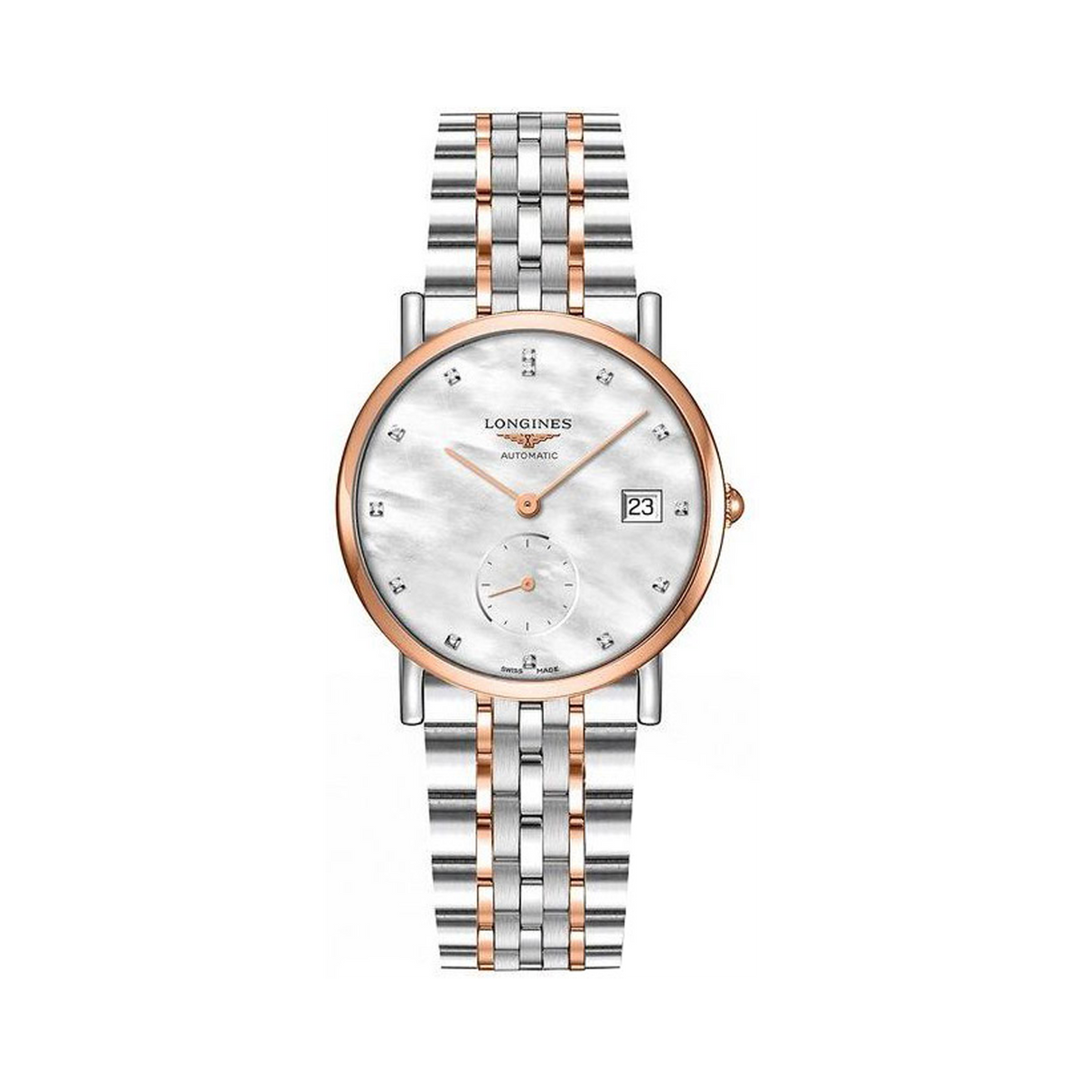 Longines Elegant Women's 34.50mm Stainless Steel and 18ct Rose Gold Automatic Watch L4.312.5.87.7