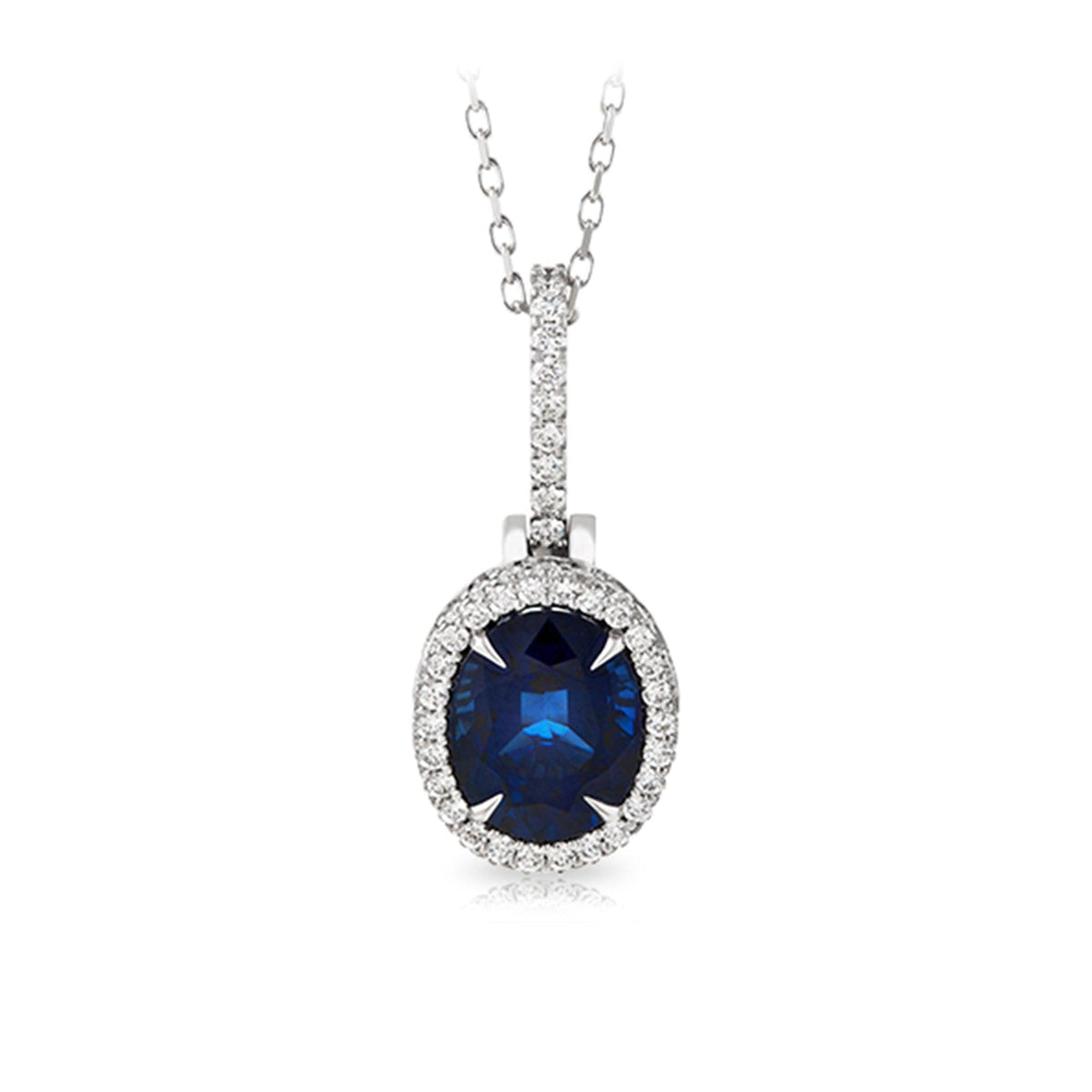 1.00ct Australian Sapphire and TDW 0.60ct Diamond Necklace in 18ct White Gold - Wallace Bishop