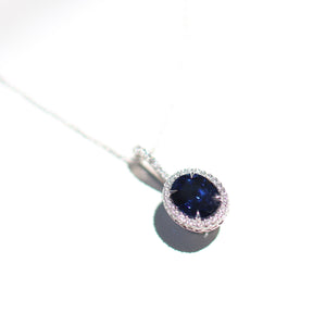 1.00ct Australian Sapphire and TDW 0.60ct Diamond Necklace in 18ct White Gold - Wallace Bishop