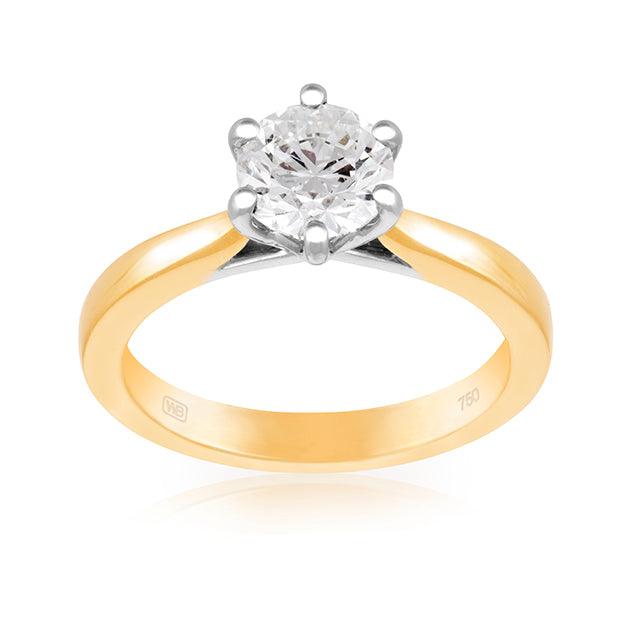 1.00ct Solitaire Diamond Engagement Ring in 18ct Yellow and White Gold - Wallace Bishop
