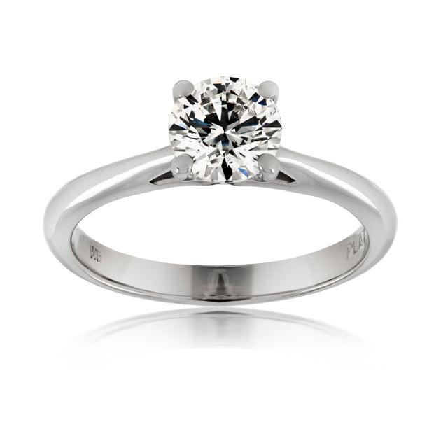 4 Claw Solitaire Diamond Engagement Ring in Platinum TGW 1