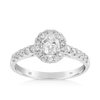 1.00 TW Oval Cut Diamond Halo Engagement Ring in 18ct White Gold
