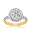 1.50ct TW Diamond Cluster Halo Engagement Ring in 9ct Yellow and White Gold - Wallace Bishop