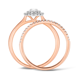 0.50ct TW Diamond Double Halo Oval Engagement & Bridal Set in 9ct Rose & White Gold