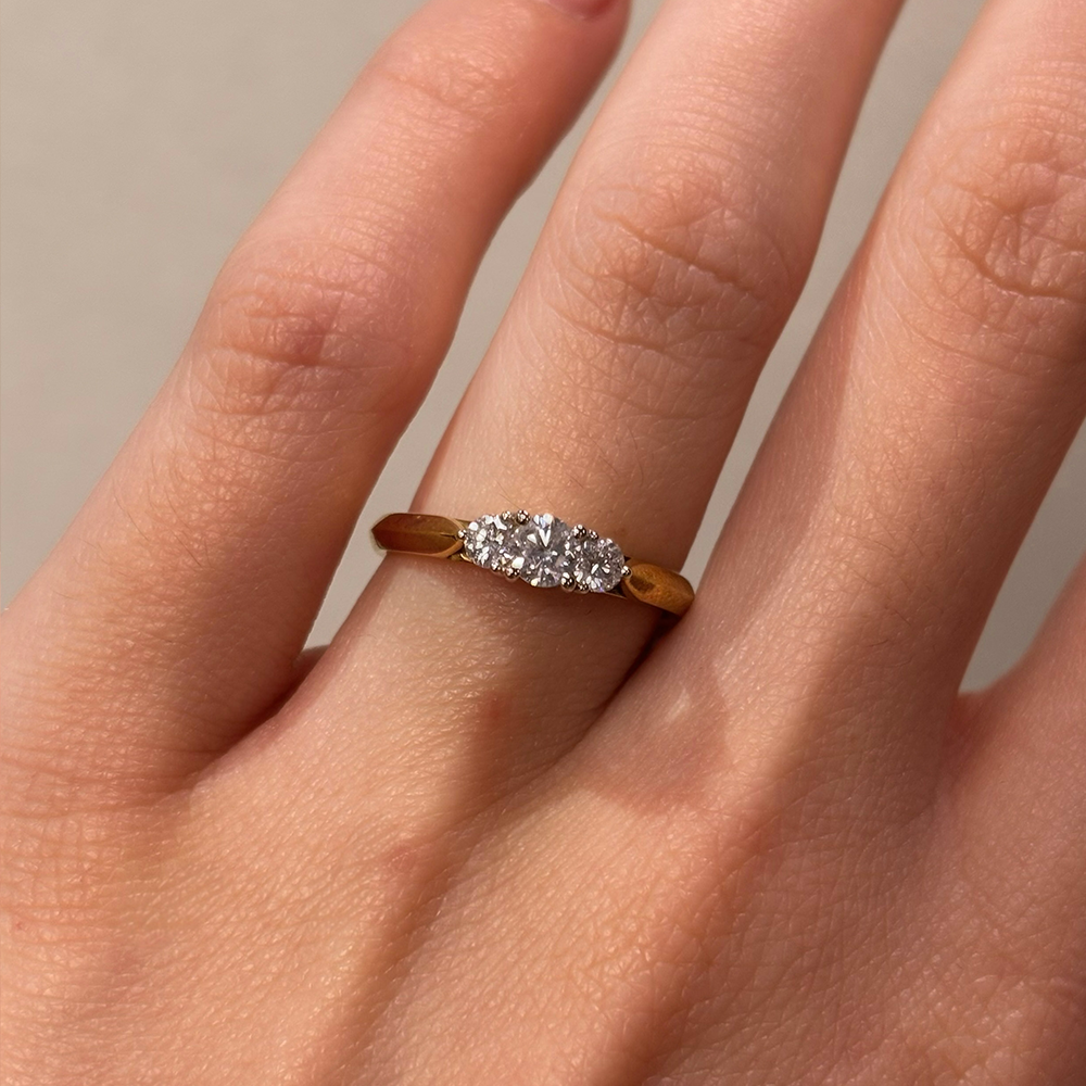 0.50ct TW Round Brilliant Cut Three Stone Diamond Engagement Ring in 18ct Yellow and White Gold