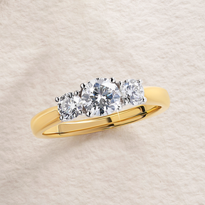 1.00ct TW Round Brilliant Cut Diamond Three Stone Engagement Ring in 18ct Yellow Gold