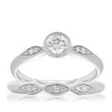 Round Cut Diamond Engagement & Wedding Bridal Set Rings in 18ct White Gold