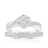 Diamond Cluster Bridal Ring in 9ct White Gold Ring