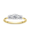 Front-on view of the Wallace Bishop 0.39 TDW Round Diamond Three Stone Engagement Ring in 9ct Yellow Gold, reference 11BRIL3STYWO, on a polished plain yellow gold band. The ring features three natural round cut diamonds set into white gold illusion settings.