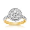 Cluster Diamond Engagement Ring in 9ct Yellow & White Gold