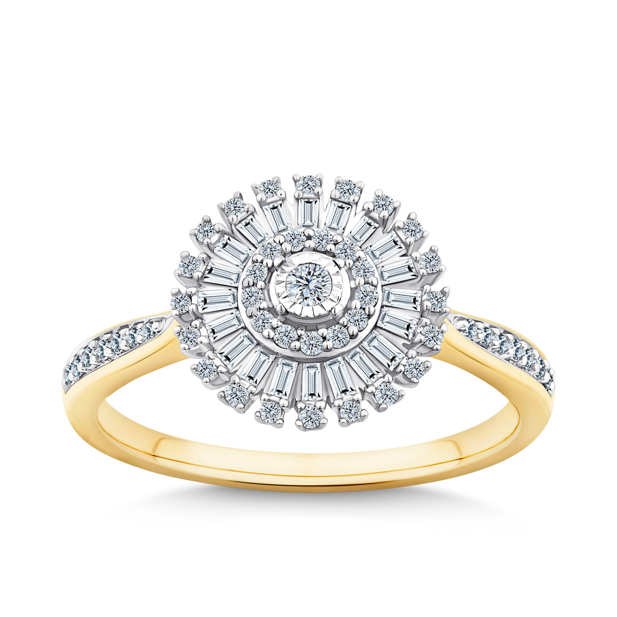 0.33ct TW Diamond Halo Ring in 9ct Yellow and White Gold