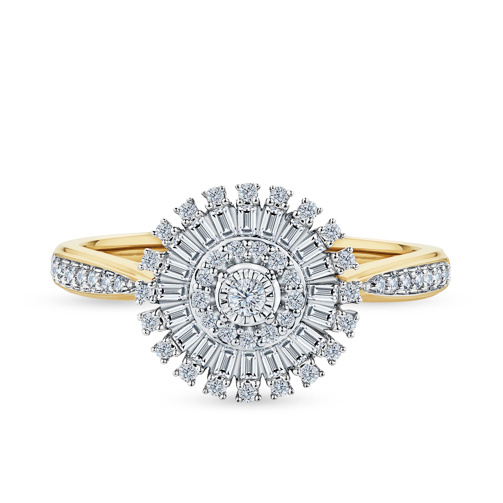 0.33ct TW Diamond Halo Ring in 9ct Yellow and White Gold