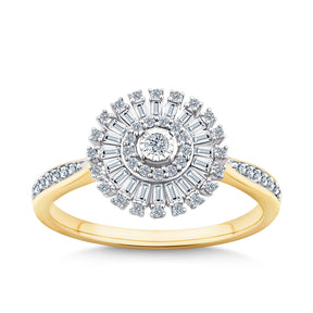 0.33ct TW Diamond Halo Ring in 9ct Yellow and White Gold
