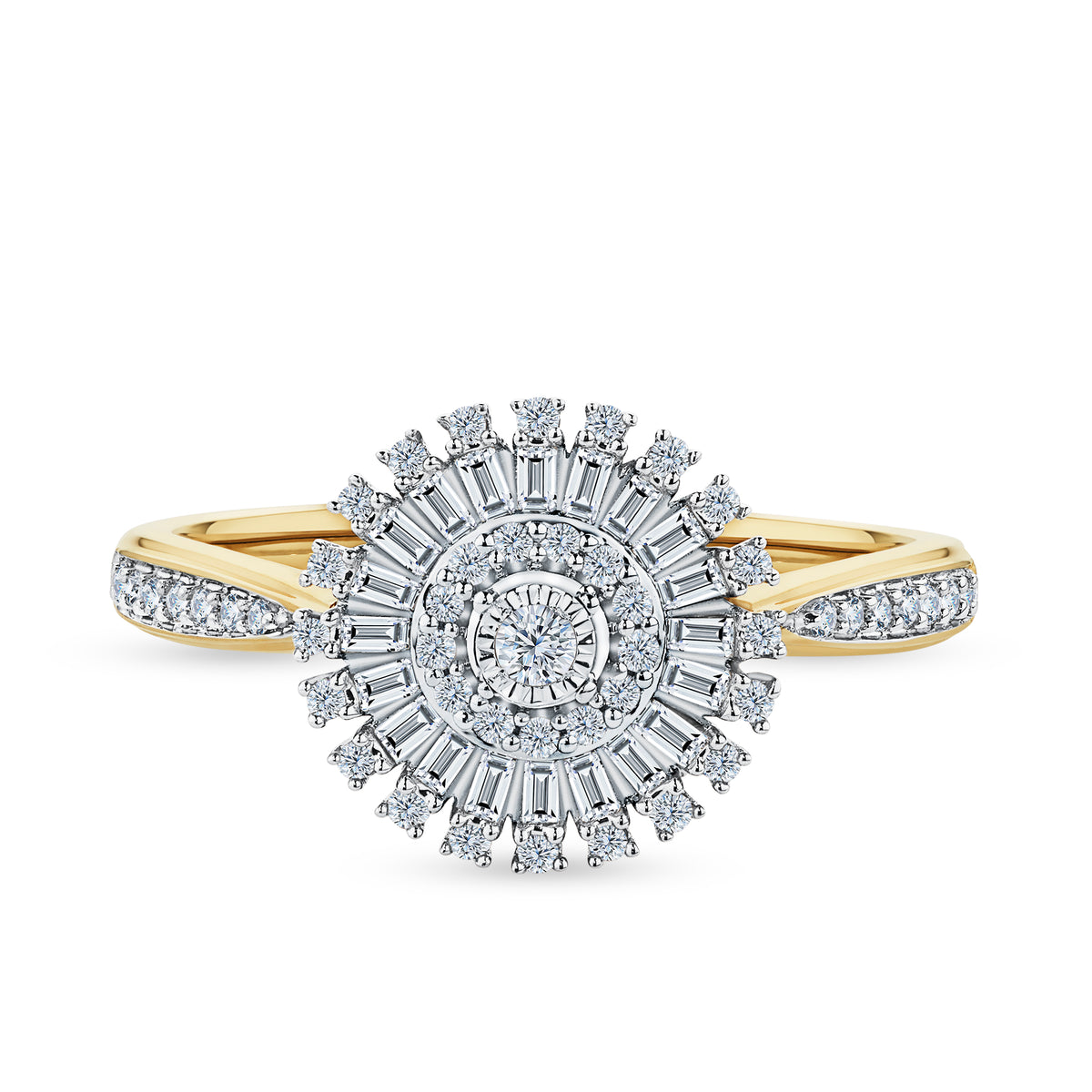 0.33ct TW Diamond Halo Ring in 9ct Yellow and White Gold