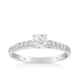 Round Brilliant Cut Diamond Solitaire Engagement Ring in 18ct White Gold